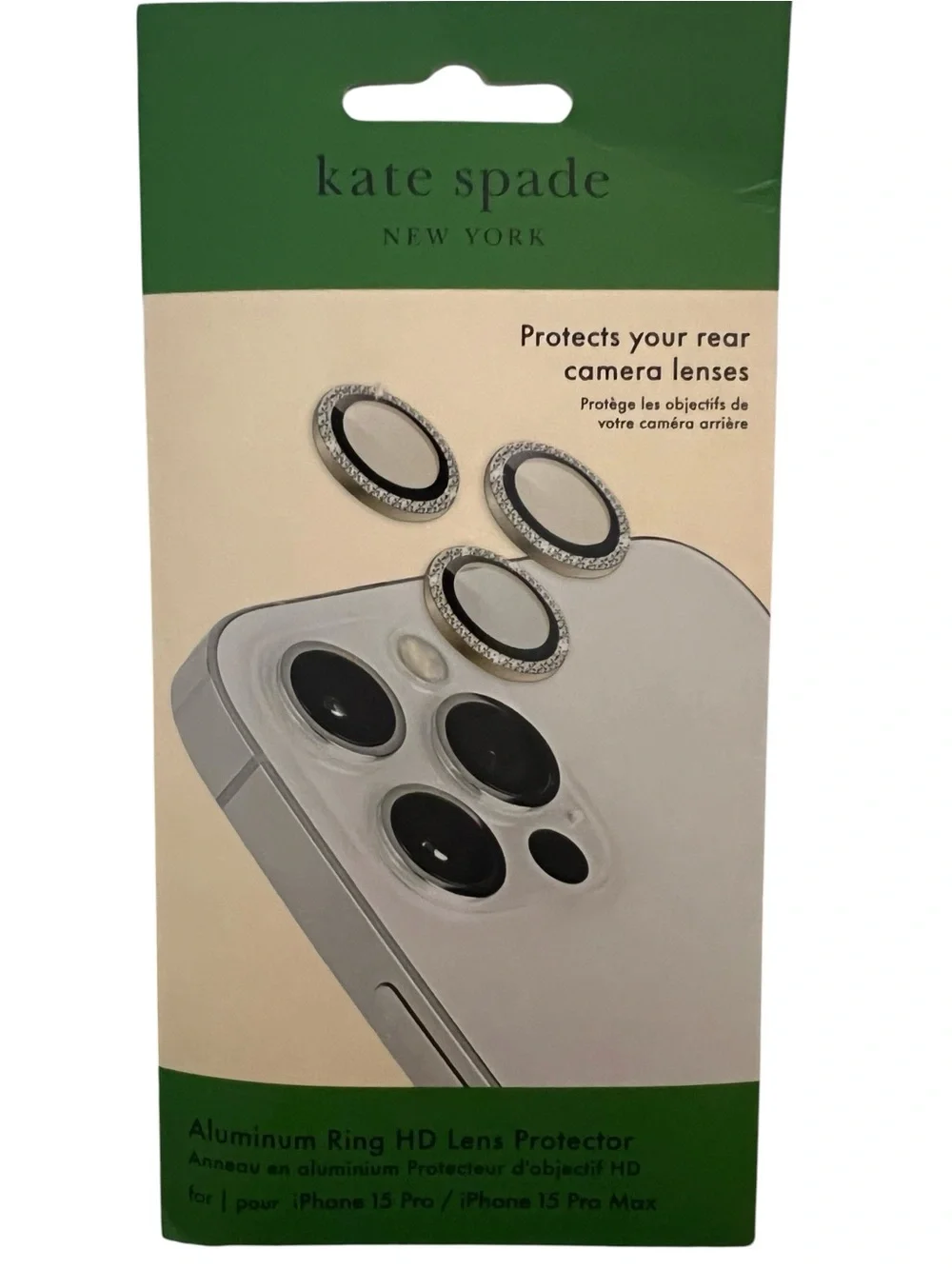 Kate Spade NY iPhone 15 Pro Bundle Floral Case+Rhinestone Camera Lens Protector